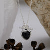 Jewelry 925 Sterling Silver Inlaid Natural Black Agate Heart Shape Love Necklace For Women