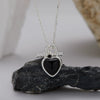 Jewelry 925 Sterling Silver Inlaid Natural Black Agate Heart Shape Love Necklace For Women