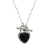 Jewelry 925 Sterling Silver Inlaid Natural Black Agate Heart Shape Love Necklace For Women