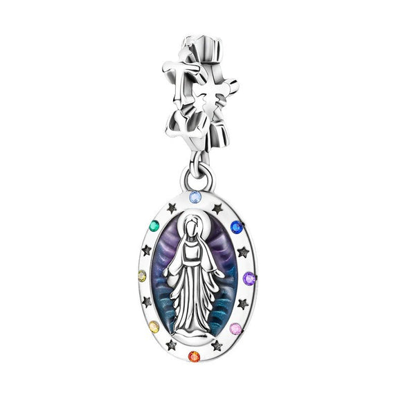 Jewelry 925 Sterling Silver Religious Symbol Mother Of Mercy Pendant Dripping Oil Design