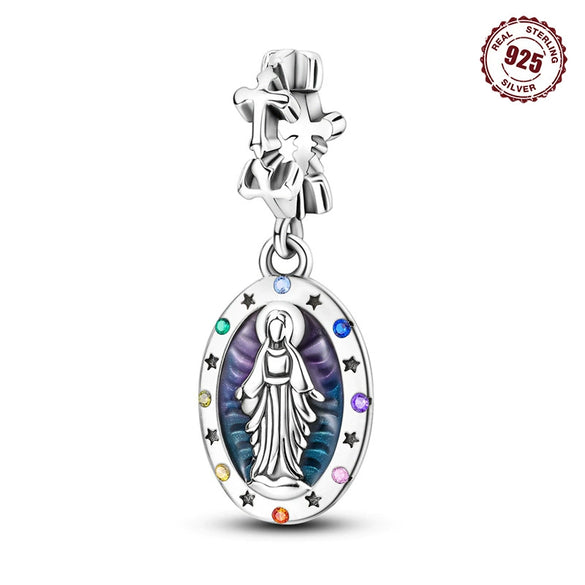 Jewelry 925 Sterling Silver Religious Symbol Mother Of Mercy Pendant Dripping Oil Design