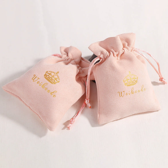 Jewelry Storage Bag Flannel Velvet Brocade Drawstring Wooden Material