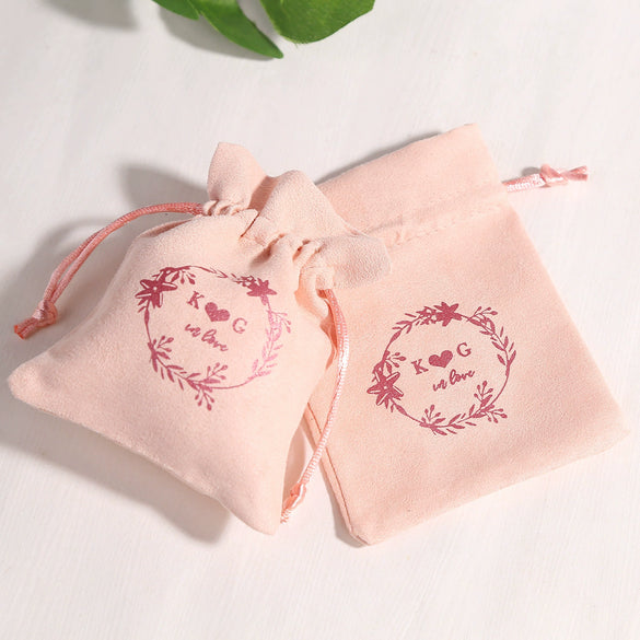 Jewelry Storage Bag Flannel Velvet Brocade Drawstring Wooden Material