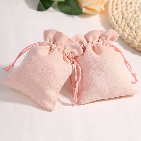 Jewelry Storage Bag Flannel Velvet Brocade Drawstring Wooden Material