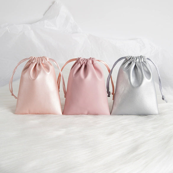 Jewelry Storage Bag Pu Leather Drawstring