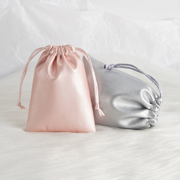 Jewelry Storage Bag Pu Leather Drawstring