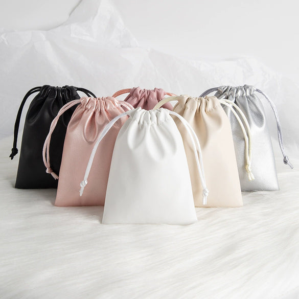 Jewelry Storage Bag Pu Leather Drawstring