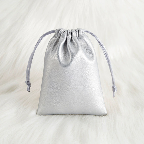 Jewelry Storage Bag Pu Leather Drawstring