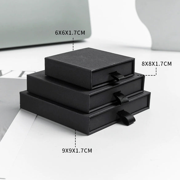 Jewelry Storage Box Black Card Lid Paper Cardboard Jewelry Packaging Box