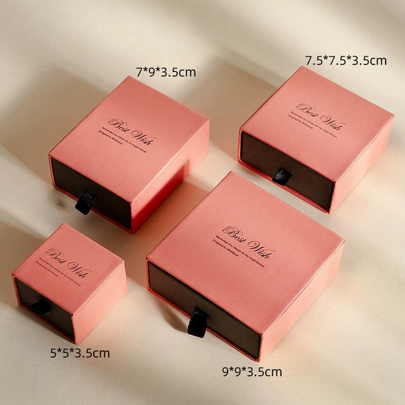 Jewelry Storage Box Made Of Paper And Cardboard For Shrimp Powder Contrast Ring Earrings Necklace Bracelet With Drawer Packaging