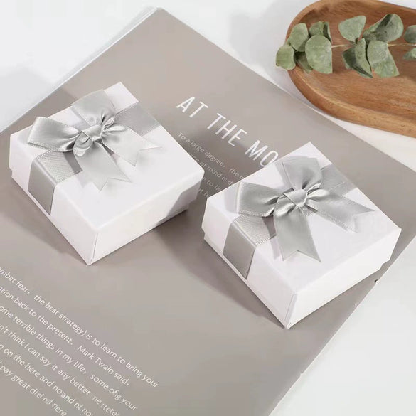 Jewelry Storage Gift Box For Necklace Ring Earrings With White Bow Women's