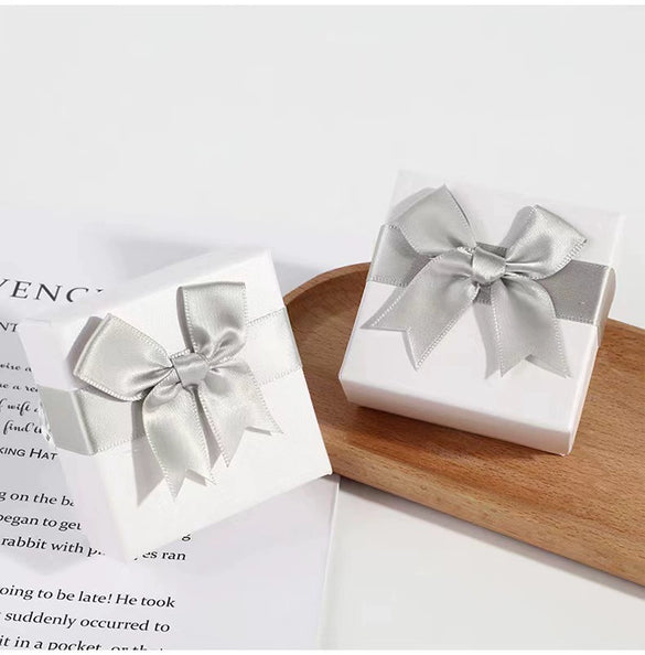 Jewelry Storage Gift Box For Necklace Ring Earrings With White Bow Women's