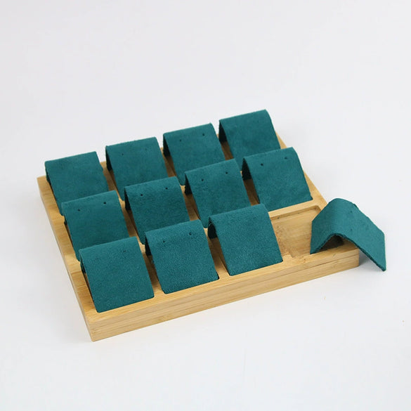 Jewelry Storage Rack Bamboo Wood Microfiber Square Highend