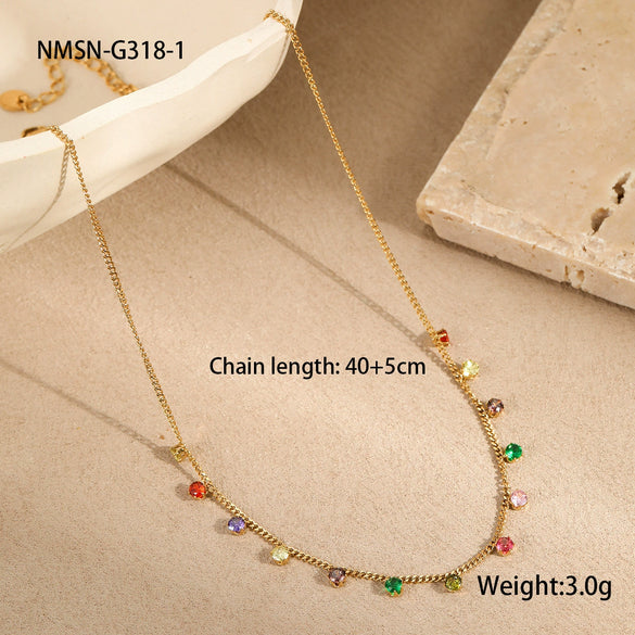 Jewelry Suit Stainless Steel Necklace Bracelet Geometric Tassel Pendant Electroplating