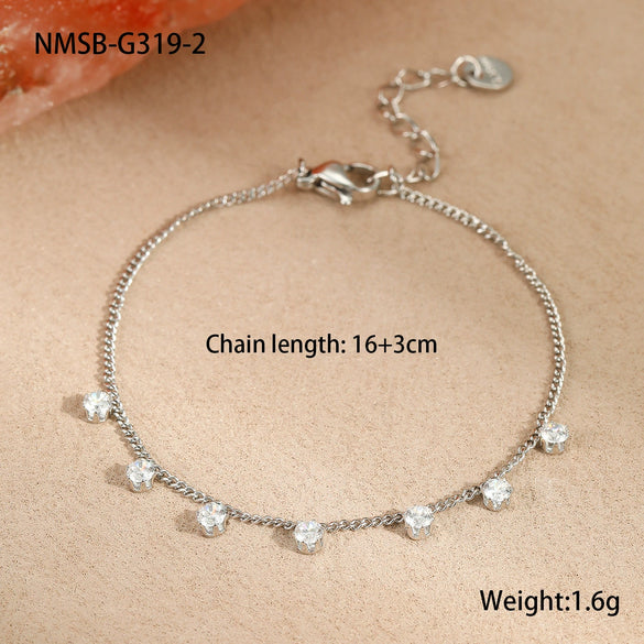 Jewelry Suit Stainless Steel Necklace Bracelet Geometric Tassel Pendant Electroplating