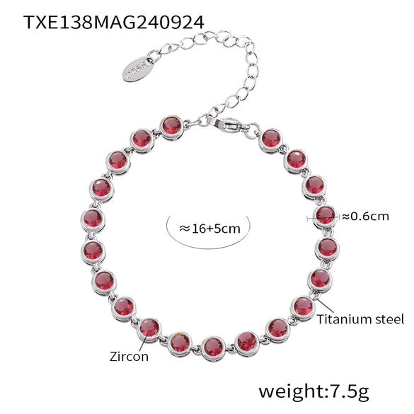 Jewelry Suit 316L Stainless Steel Chain Pattern Mixed Color 3A Zircon Pvd Vacuum Plating Bracelet And Necklace