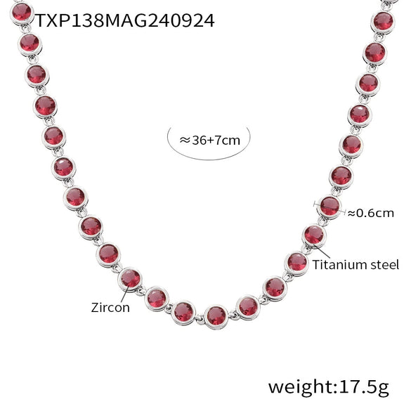 Jewelry Suit 316L Stainless Steel Chain Pattern Mixed Color 3A Zircon Pvd Vacuum Plating Bracelet And Necklace