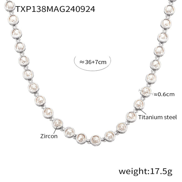 Jewelry Suit 316L Stainless Steel Chain Pattern Mixed Color 3A Zircon Pvd Vacuum Plating Bracelet And Necklace