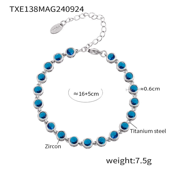 Jewelry Suit 316L Stainless Steel Chain Pattern Mixed Color 3A Zircon Pvd Vacuum Plating Bracelet And Necklace