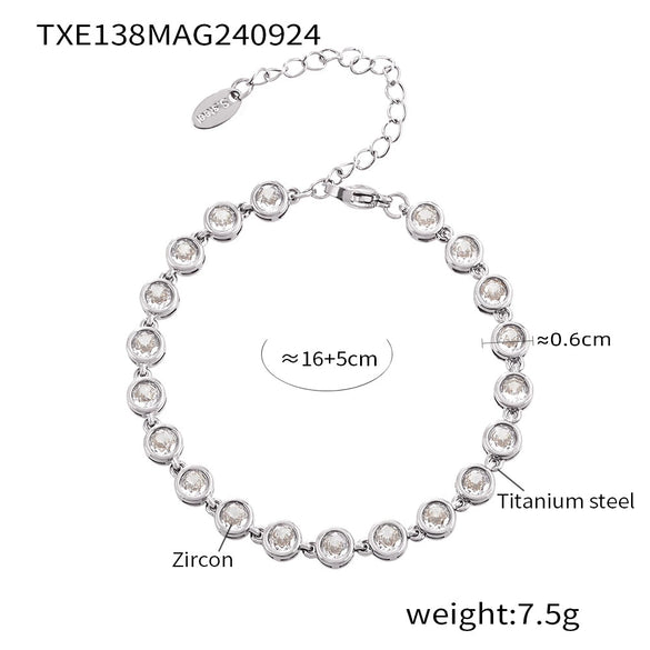 Jewelry Suit 316L Stainless Steel Chain Pattern Mixed Color 3A Zircon Pvd Vacuum Plating Bracelet And Necklace