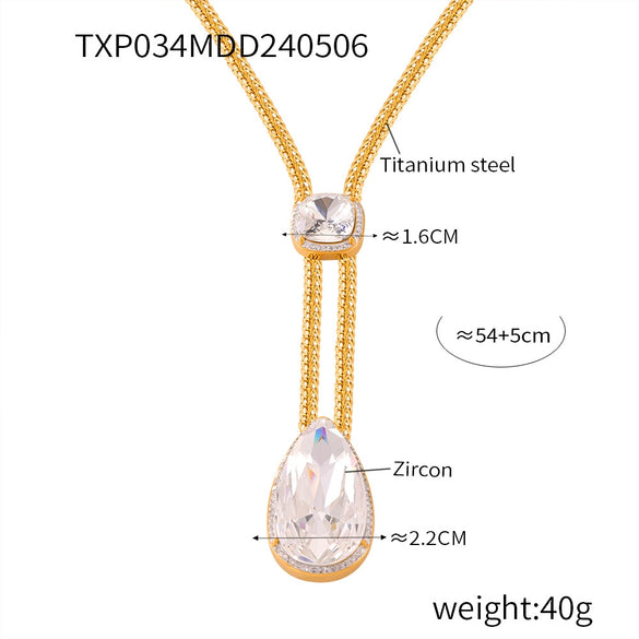Jewelry Suit 316L Stainless Steel Inlaid Zircon Electroplating Chain Style Pendant Niche Design