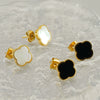 Jewelry Suit Titanium Steel 18K Gold Plated Clover Natural Shell For Women