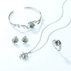 Jewelry Suit Women's S925 Silver Stud Earrings With Water Grass Agate Stone Geometric Design
