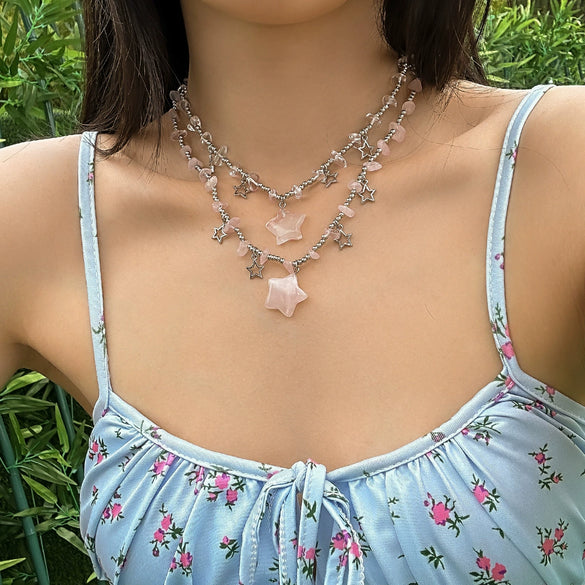 Jewelry Sweet Irregular Turquoise Plastic Ball Chain Collarbone Necklace With Geometric Design And Electroplating Treatment For Women