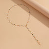 Jewelry Sweet Style Inlaid Imitation Pearl Alloy Geometric Electroplated Ychain Necklace For Women
