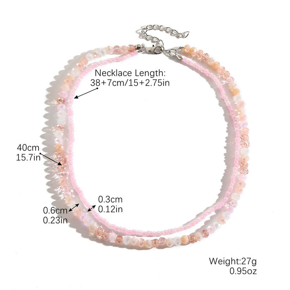 Jewelry Tassel Beaded Clavicle Chain Artificial Crystal Drop Shape Geometric Necklace For Women