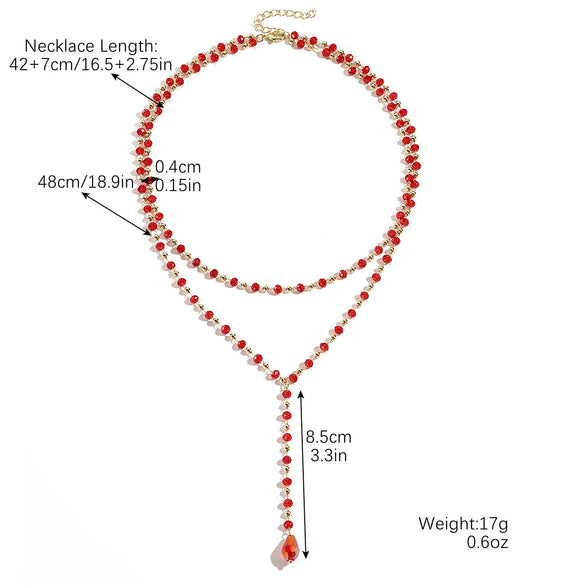 Jewelry Tassel Beaded Clavicle Chain Artificial Crystal Drop Shape Geometric Necklace For Women