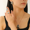 Jewelry Threepiece Set Alloy Geometric Triangle Leopard Print Electroplating For Women