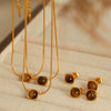 Jewelry Tiger Eye Stone Inlay 316L Stainless Steel Electroplating Fashion Geometric Women's Earrings Pendant Necklace