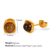Jewelry Tiger Eye Stone Inlay 316L Stainless Steel Electroplating Fashion Geometric Women's Earrings Pendant Necklace