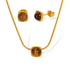 Jewelry Tiger Eye Stone Inlay 316L Stainless Steel Electroplating Fashion Geometric Women's Earrings Pendant Necklace