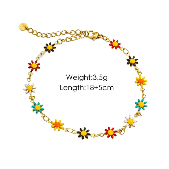 Jewelry Titanium Steel And Stainless Steel With Geometric And Floral Patterns Dripping Oil Handmade Chain