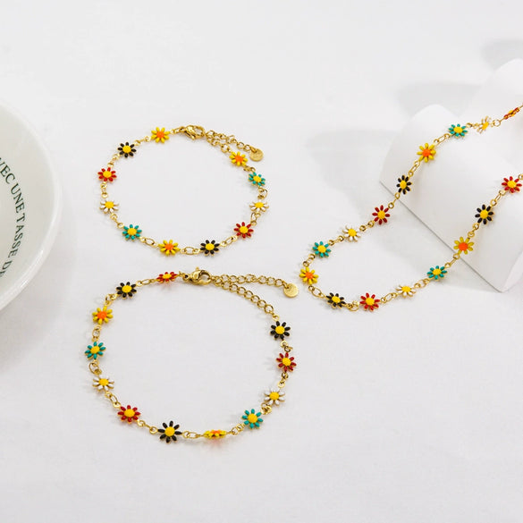 Jewelry Titanium Steel And Stainless Steel With Geometric And Floral Patterns Dripping Oil Handmade Chain
