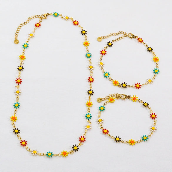 Jewelry Titanium Steel And Stainless Steel With Geometric And Floral Patterns Dripping Oil Handmade Chain