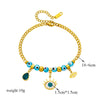 Jewelry Titanium Steel Beaded Blue Eyes Water Drop Pendant Bracelet Electroplated