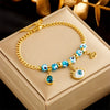 Jewelry Titanium Steel Beaded Blue Eyes Water Drop Pendant Bracelet Electroplated