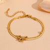 Jewelry Titanium Steel Beaded Double Blade Bow Set With Diamonds For Women