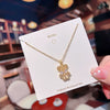 Jewelry Titanium Steel Bear Geometric Mixed Gem Inlay Diamond Necklace For Women