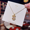 Jewelry Titanium Steel Bear Geometric Mixed Gem Inlay Diamond Necklace For Women