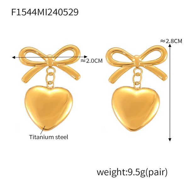 Jewelry Titanium Steel Bow Joker Style Electroplated Pendant Earrings