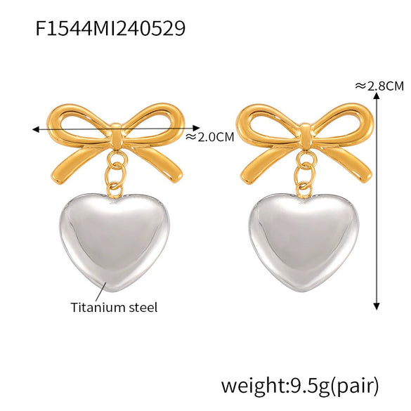 Jewelry Titanium Steel Bow Joker Style Electroplated Pendant Earrings