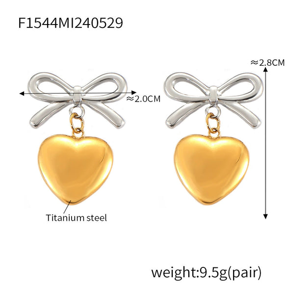 Jewelry Titanium Steel Bow Joker Style Electroplated Pendant Earrings