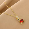 Jewelry Titanium Steel Bunny Ruby Pendant Necklace With Geometric Style Electroplating And Mixed Gem Inlay Ochain For Women
