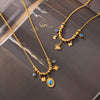 Jewelry 316L Stainless Steel Butterfly Pendant Inlaid With Blue Turquoise Niche Geometric Style Electroplated For Women