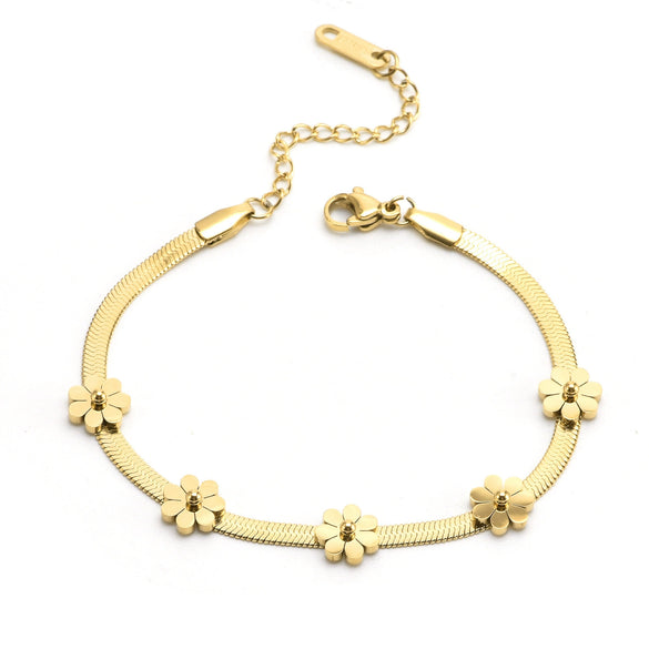 Jewelry Titanium Steel Chrysanthemum Love Water Drops Bell Pattern Necklace Earrings Bracelet Set For Women