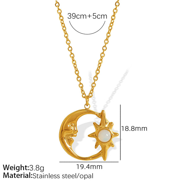 Jewelry 316L Stainless Steel Constellation Hollow Star Moon Pendant Clavicle Chain Electroplated